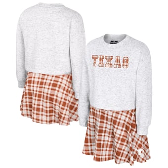 Girls Youth Colosseum Gray Texas Longhorns Marceline Plaid Skirt and Top Set