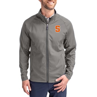 Men's Cutter & Buck Gray Syracuse Orange Big & Tall Adapt Eco Hybrid Recycled Full-Zip Jacket