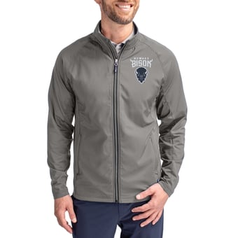Men's Cutter & Buck Gray Howard Bison Big & Tall Adapt Eco Hybrid Recycled Full-Zip Jacket