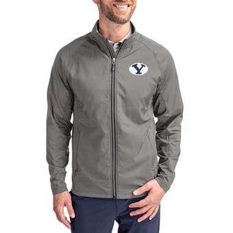 Men's Cutter & Buck Gray BYU Cougars  Adapt Eco Hybrid Recycled Full-Zip Jacket