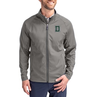 Men's Cutter & Buck Gray Dartmouth Big Green  Adapt Eco Hybrid Recycled Full-Zip Jacket