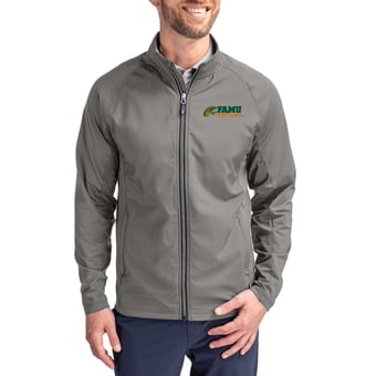 Men's Cutter & Buck Gray Florida A&M Rattlers  Adapt Eco Hybrid Recycled Full-Zip Jacket