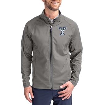 Men's Cutter & Buck Gray Yale Bulldogs  Adapt Eco Hybrid Recycled Full-Zip Jacket