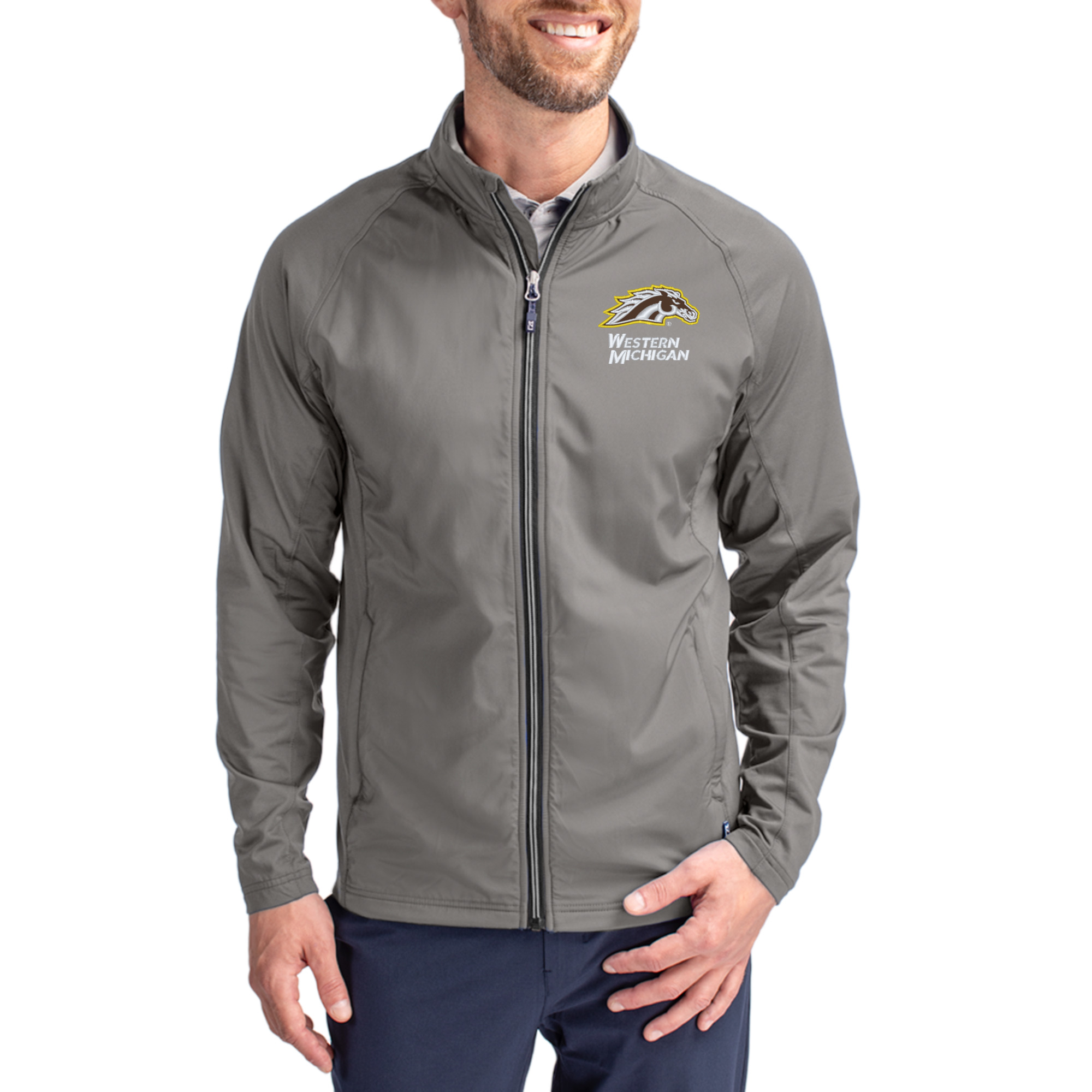 Men's Cutter & Buck Gray Western Michigan Broncos  Adapt Eco Hybrid Recycled Full-Zip Jacket