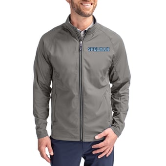 Men's Cutter & Buck Gray Spelman College Jaguars  Adapt Eco Hybrid Recycled Full-Zip Jacket