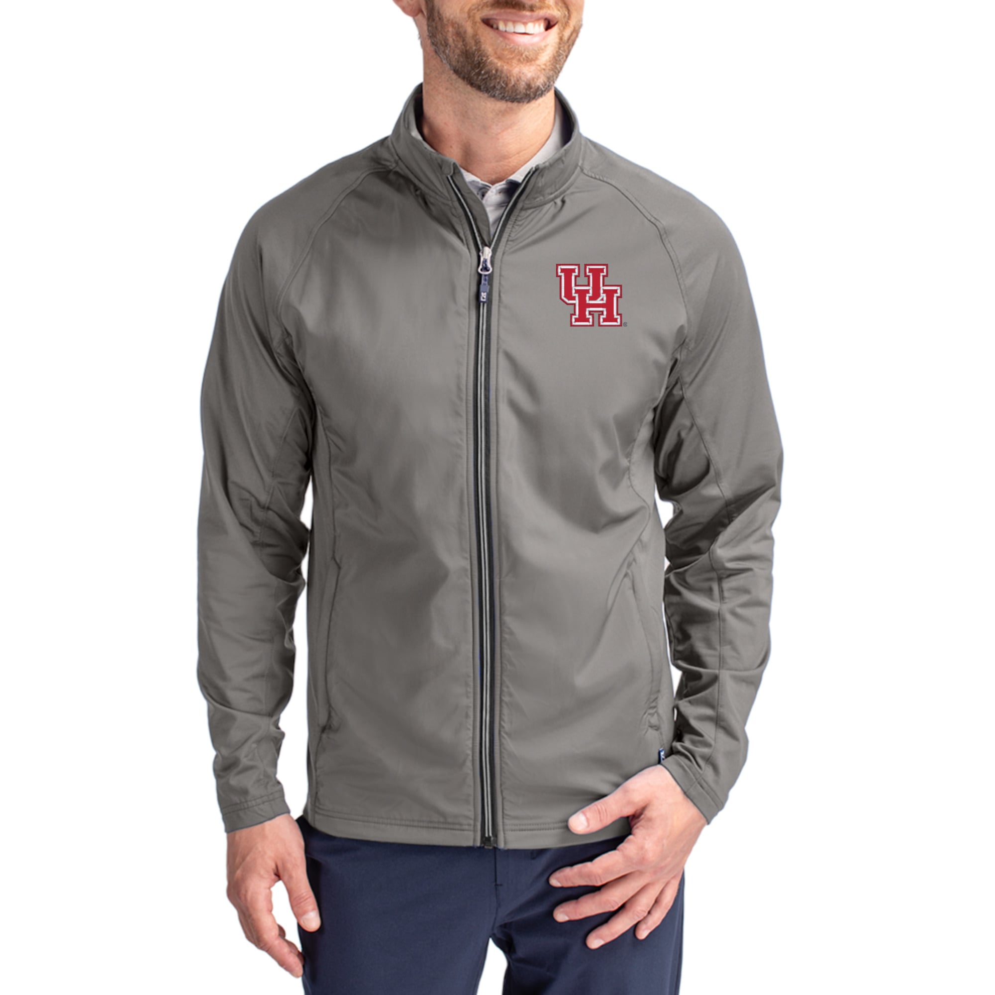 Men's Cutter & Buck Gray Houston Cougars  Adapt Eco Hybrid Recycled Full-Zip Jacket