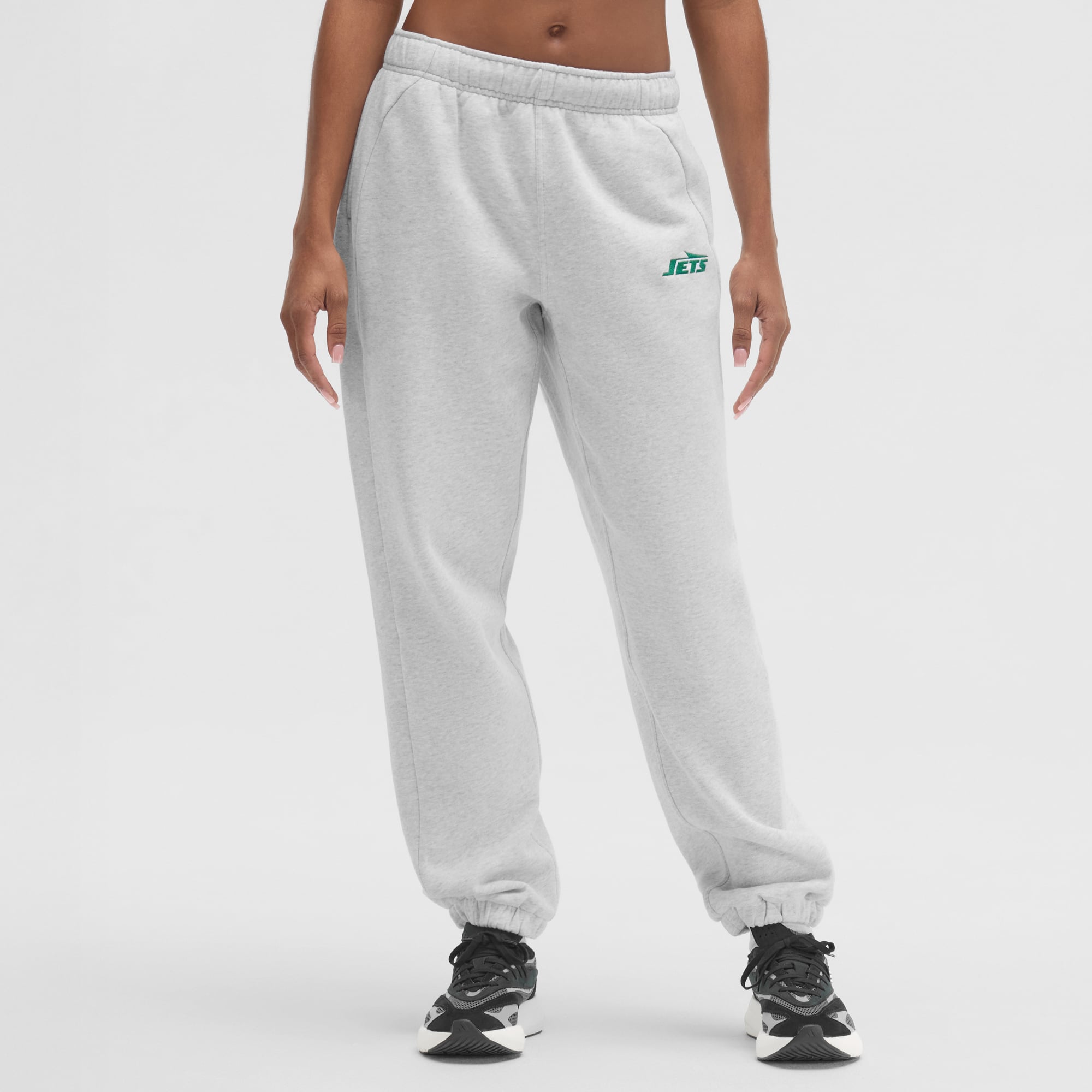 Pantalon de jogging surdimensionné taille mi-haute Scuba New York Jets Heathered Core Ultra Light Grey pour femme