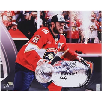 Aleksander Barkov Florida Panthers Autographed 2025 Stanley Cup Champions 16" x 20" Raising Cup Photograph with Multiple Inscriptions - Limited Edition of 50