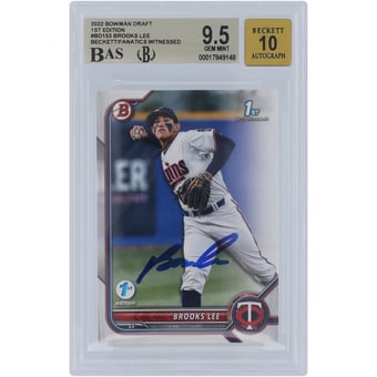 Brooks Lee Minnesota Twins Autographed 2022 Bowman Draft 1st Edition #BD-153 Beckett Fanatics Witnessed Authenticated 9.5/10 Card