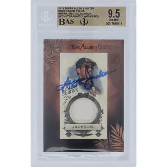 Reggie Jackson California Angels Autographed 2019 Topps Allen & Ginter Mini Framed White Jersey Relic #MFR-RJ Beckett Fanatics Witnessed Authenticated 9.5/10 Card