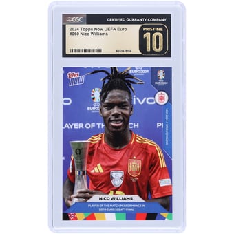 Nico Williams Spain National Team 2024 Topps Now UEFA Euro Player Of The Match Performance In UEFA Euro 2024 Final #60 CGC Authenticated Pristine 10 Card
