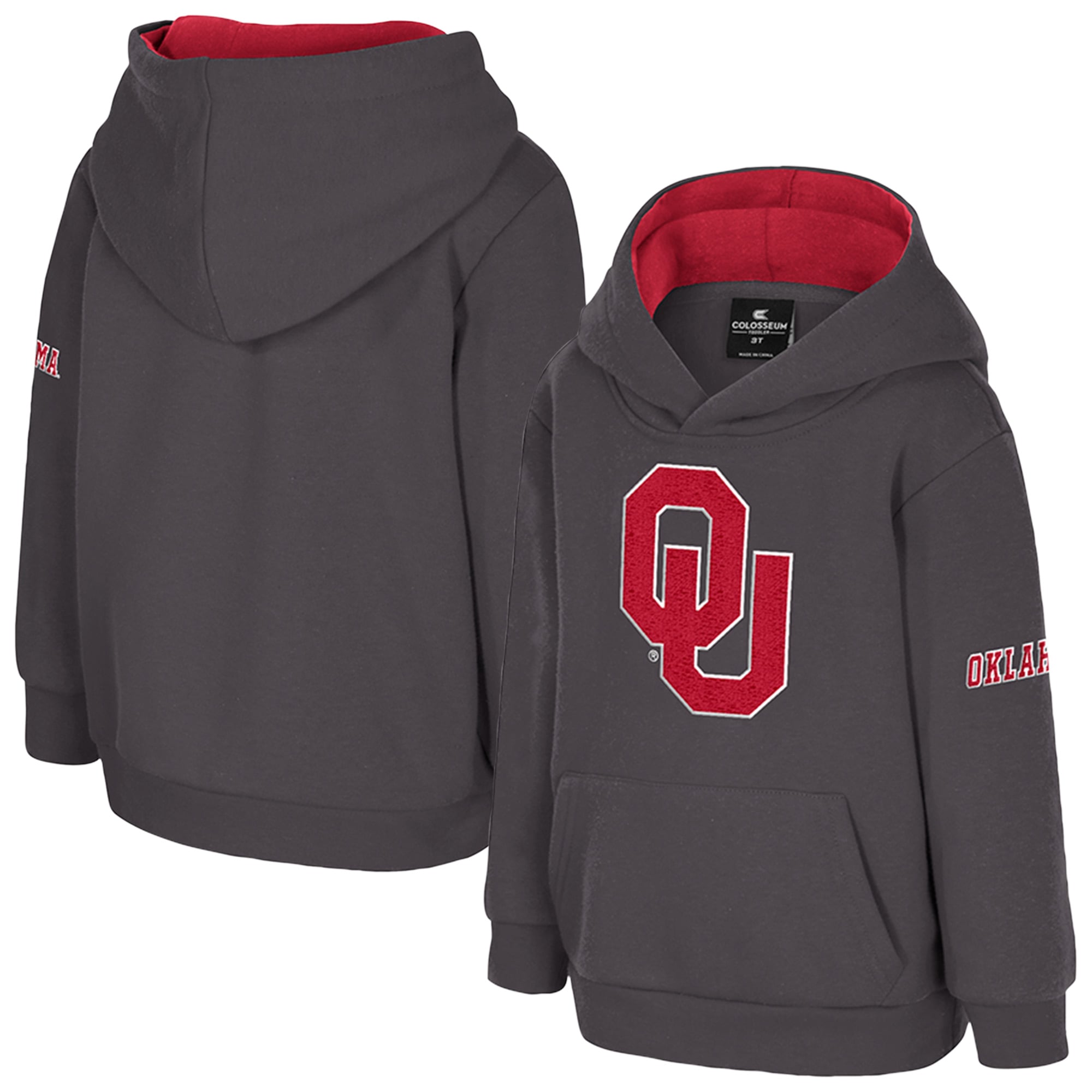Toddler Colosseum  Charcoal Oklahoma Sooners Big Logo Fleece Pullover Hoodie