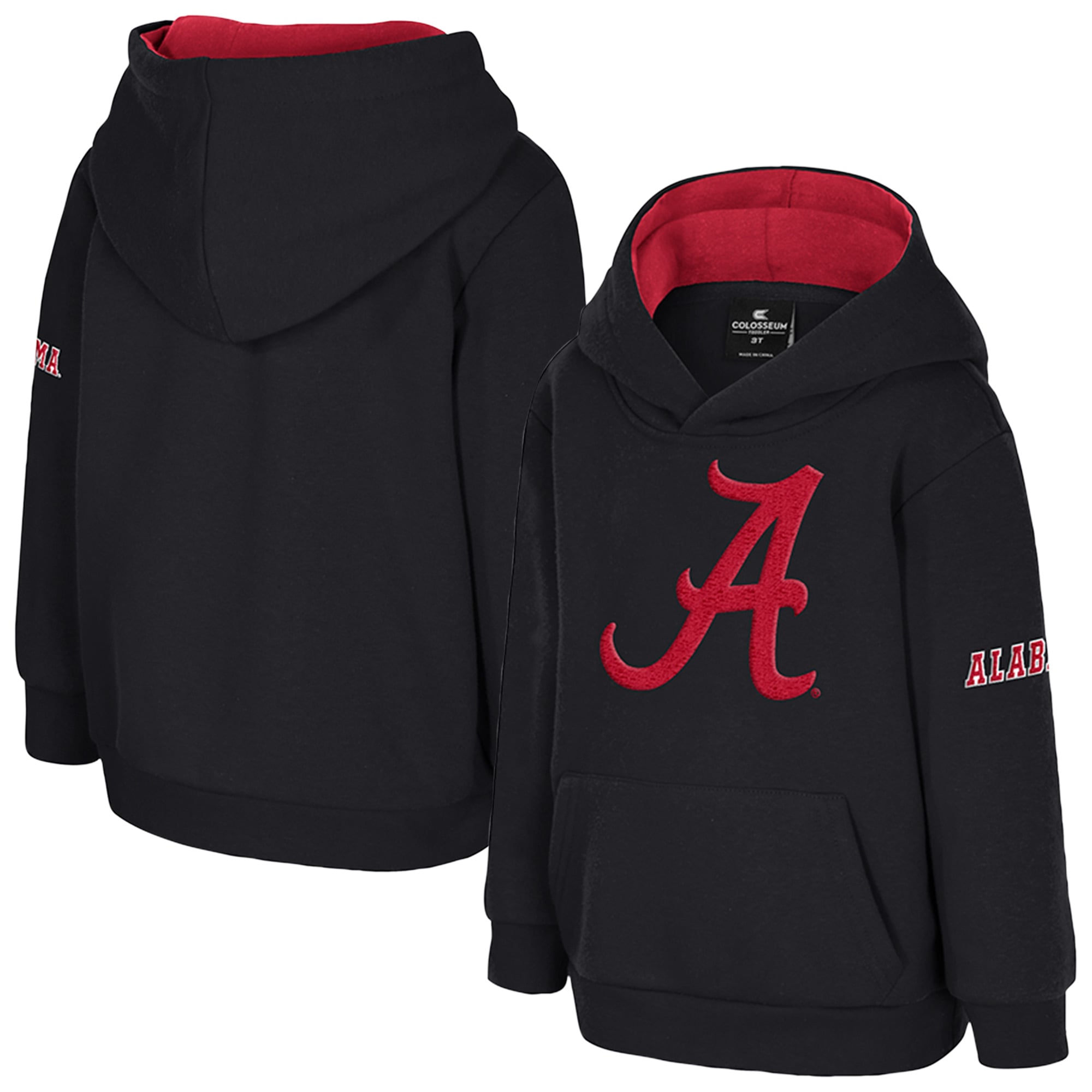 Toddler Colosseum  Black Alabama Crimson Tide Big Logo Fleece Pullover Hoodie