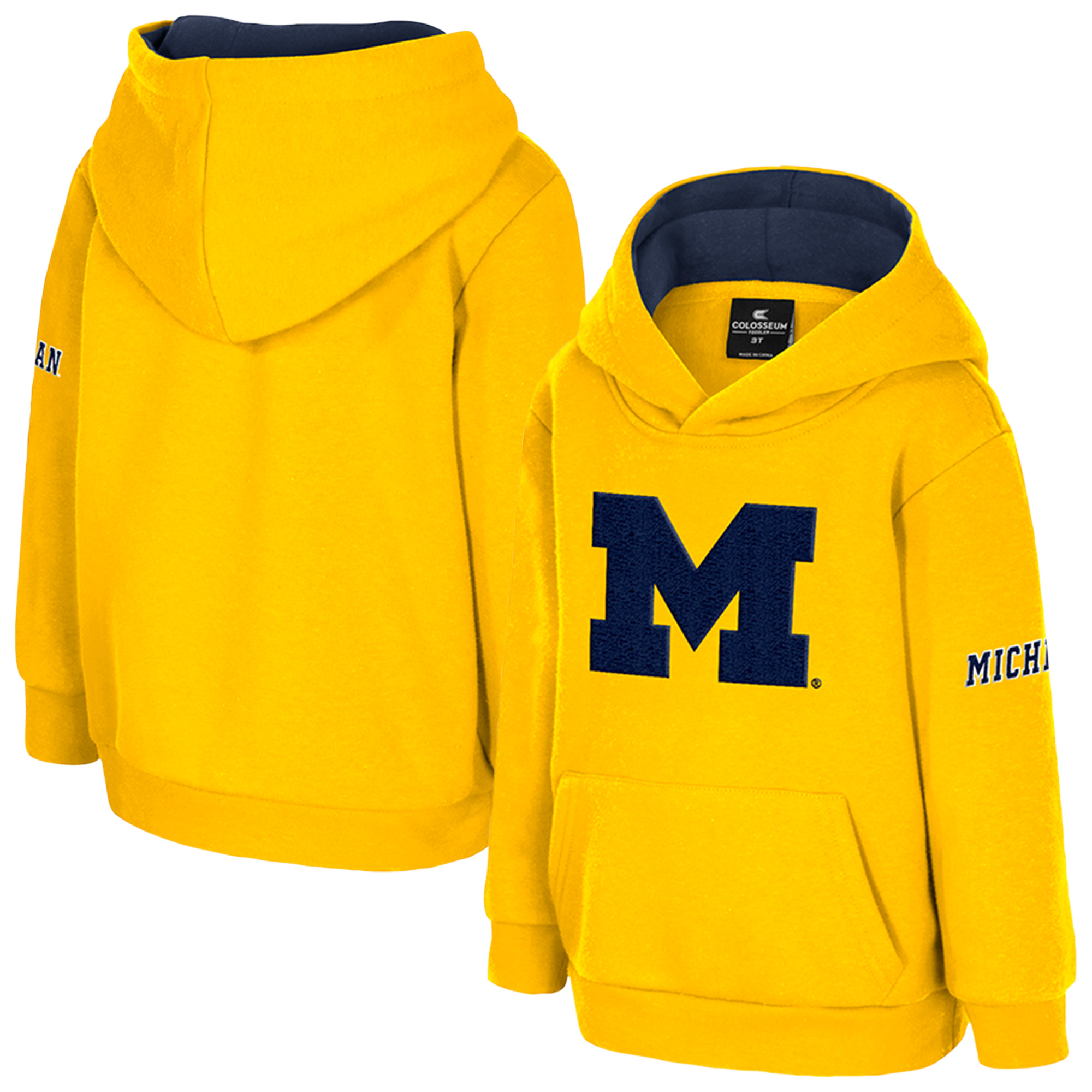 Toddler Colosseum  Maize Michigan Wolverines Big Logo Fleece Pullover Hoodie