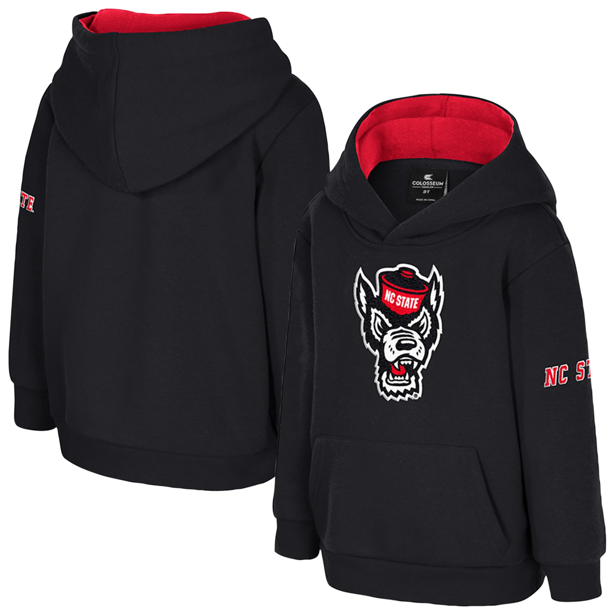 Toddler Colosseum  Black NC State Wolfpack Big Logo Fleece Pullover Hoodie