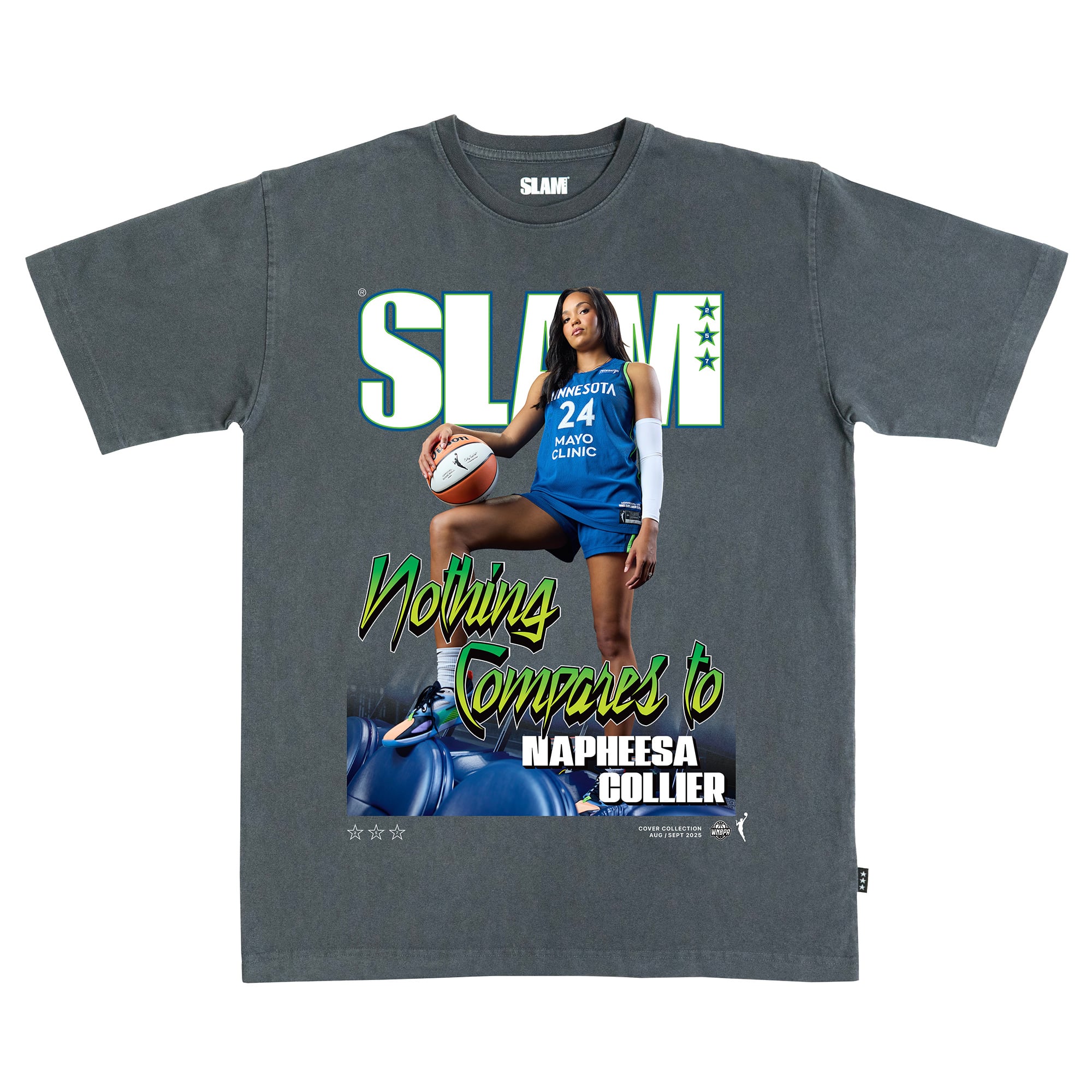 Unisex SLAM Napheesa Collier Charcoal Minnesota Lynx Cover Collection T-Shirt