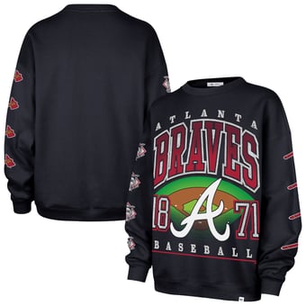 Women's '47  Navy Atlanta Braves Trendy Team Go Big Oversized Sweatshirt