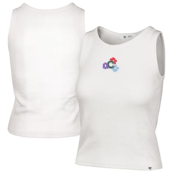 Women's '47  Cream Chicago Cubs Floral Logo Ribbed Baby Tank Top