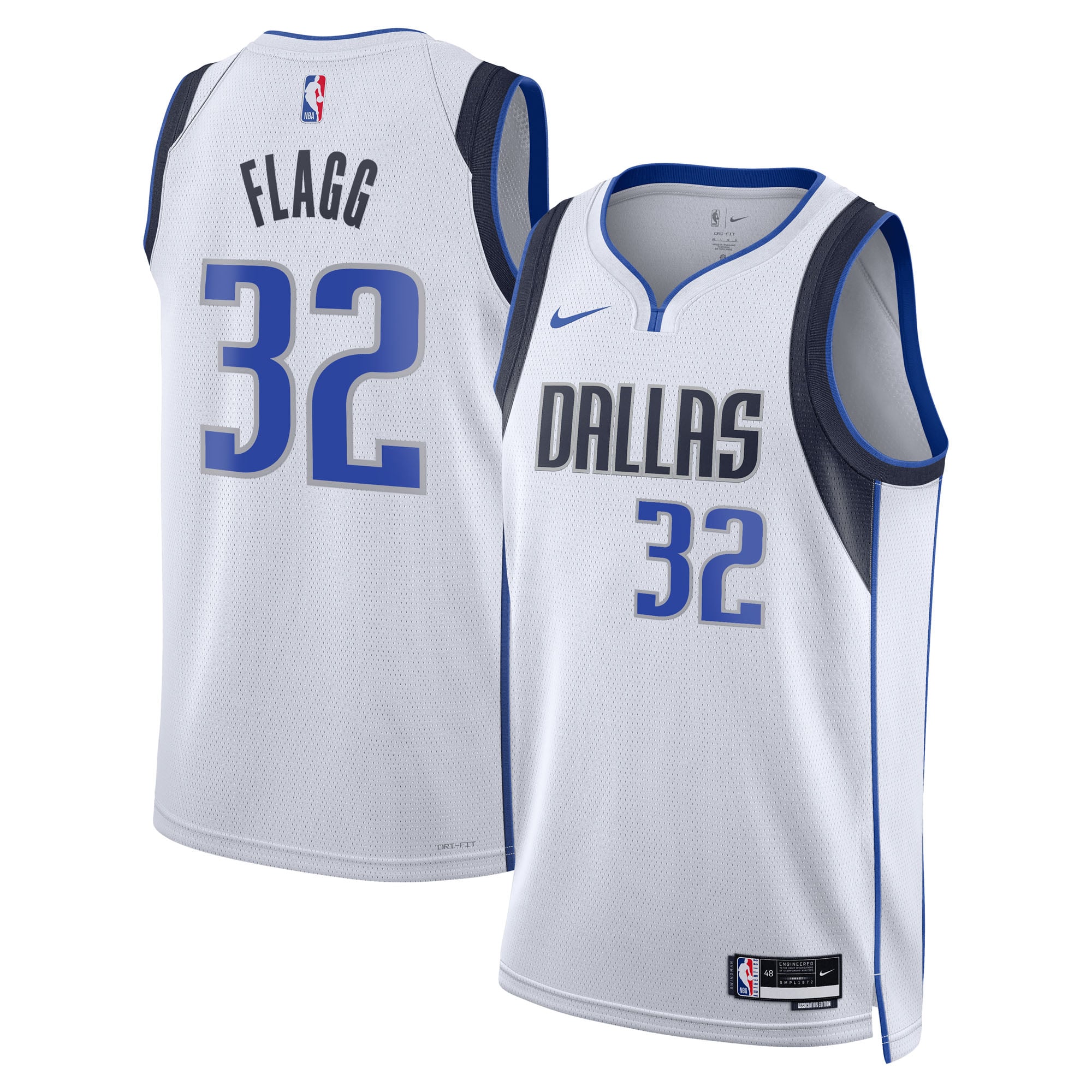Camiseta Nike Swingman de los Dallas Mavericks, edición de la Asociación, selección de primera ronda del draft de la NBA 2025 - Blanco - Cooper Flagg - Unisex