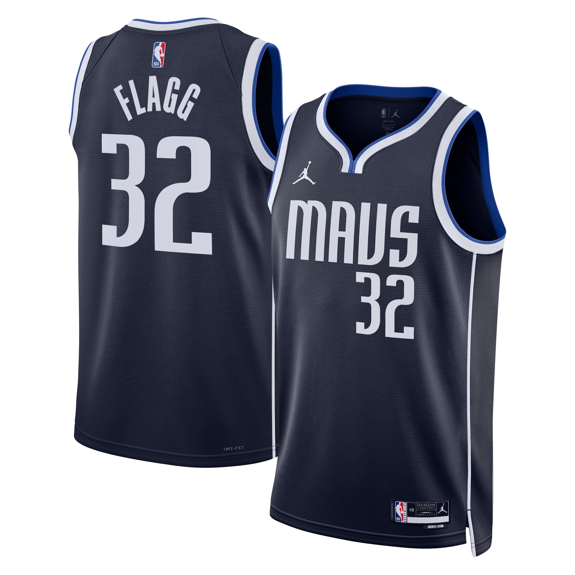 Camiseta Jordan Brand Statement Edition Swingman de los Dallas Mavericks, selección de primera ronda del draft de la NBA 2025 - Azul marino - Cooper Flagg - Unisex