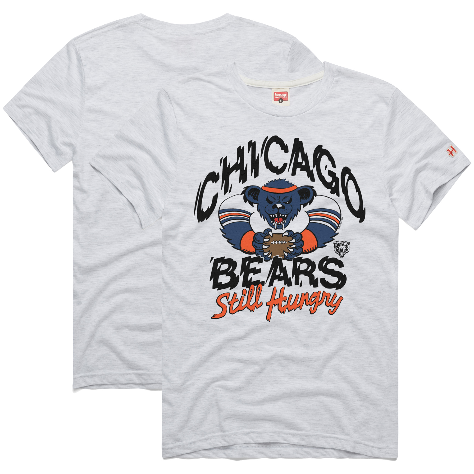 Men's Homage Ash Chicago Bears NFL x Grateful Dead Tri-Blend T-Shirt