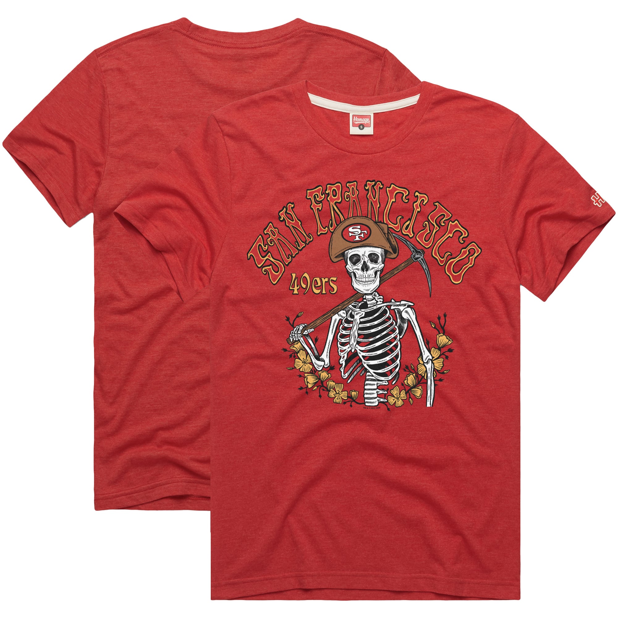 Men's Homage  Scarlet San Francisco 49ers NFL x Grateful Dead Tri-Blend T-Shirt