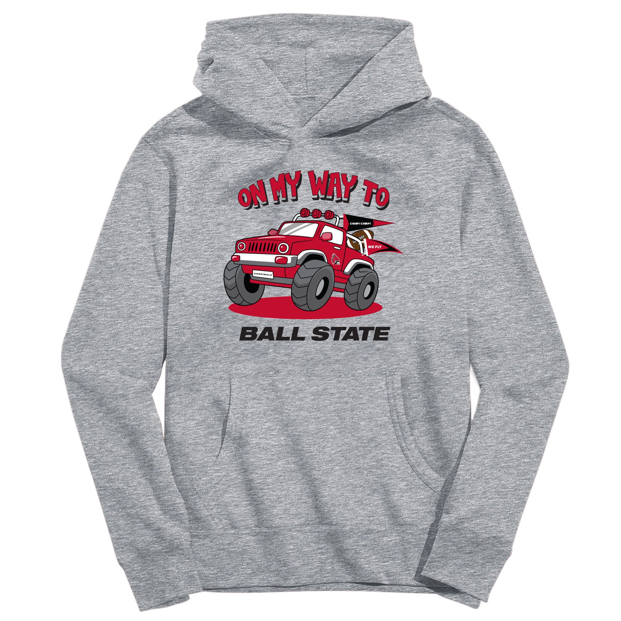 Youth Vive La Fete Gray Ball State Cardinals On My Way To Pullover Hoodie