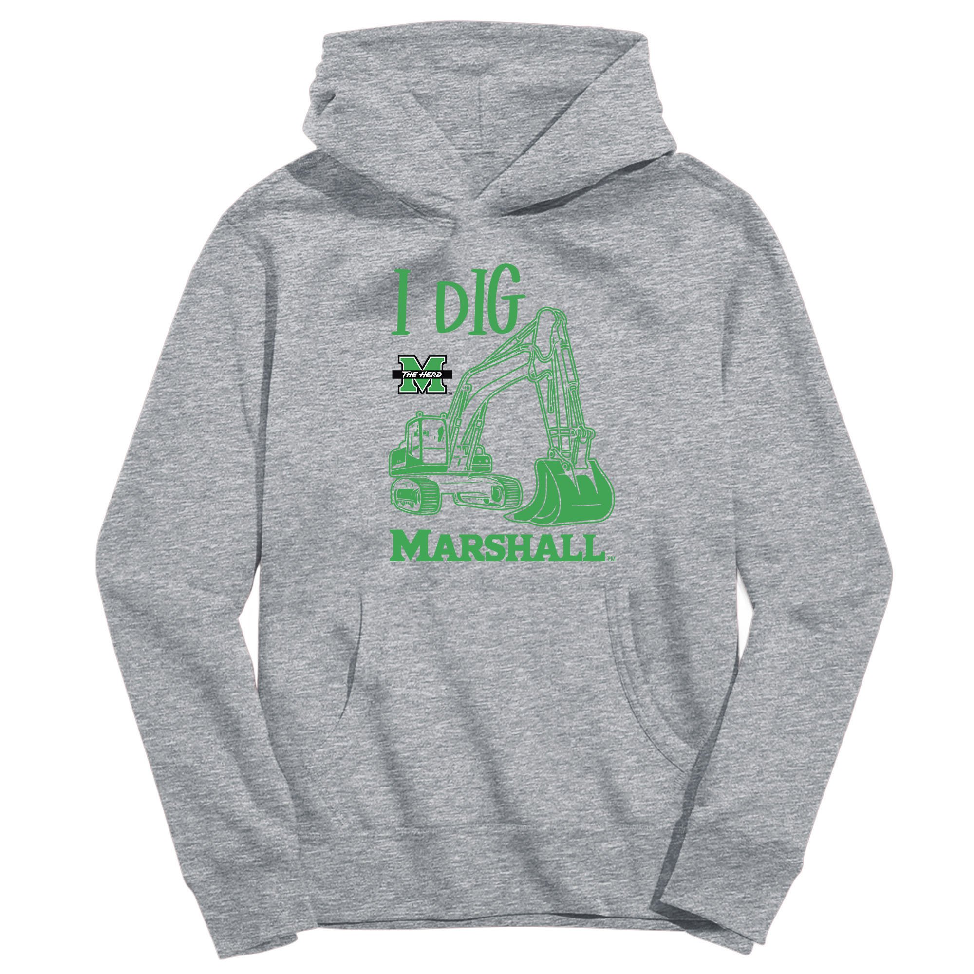Youth Vive La Fete Gray Marshall Thundering Herd Excavator Pullover Hoodie