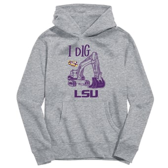 Youth Vive La Fete Gray LSU Tigers Excavator Pullover Hoodie