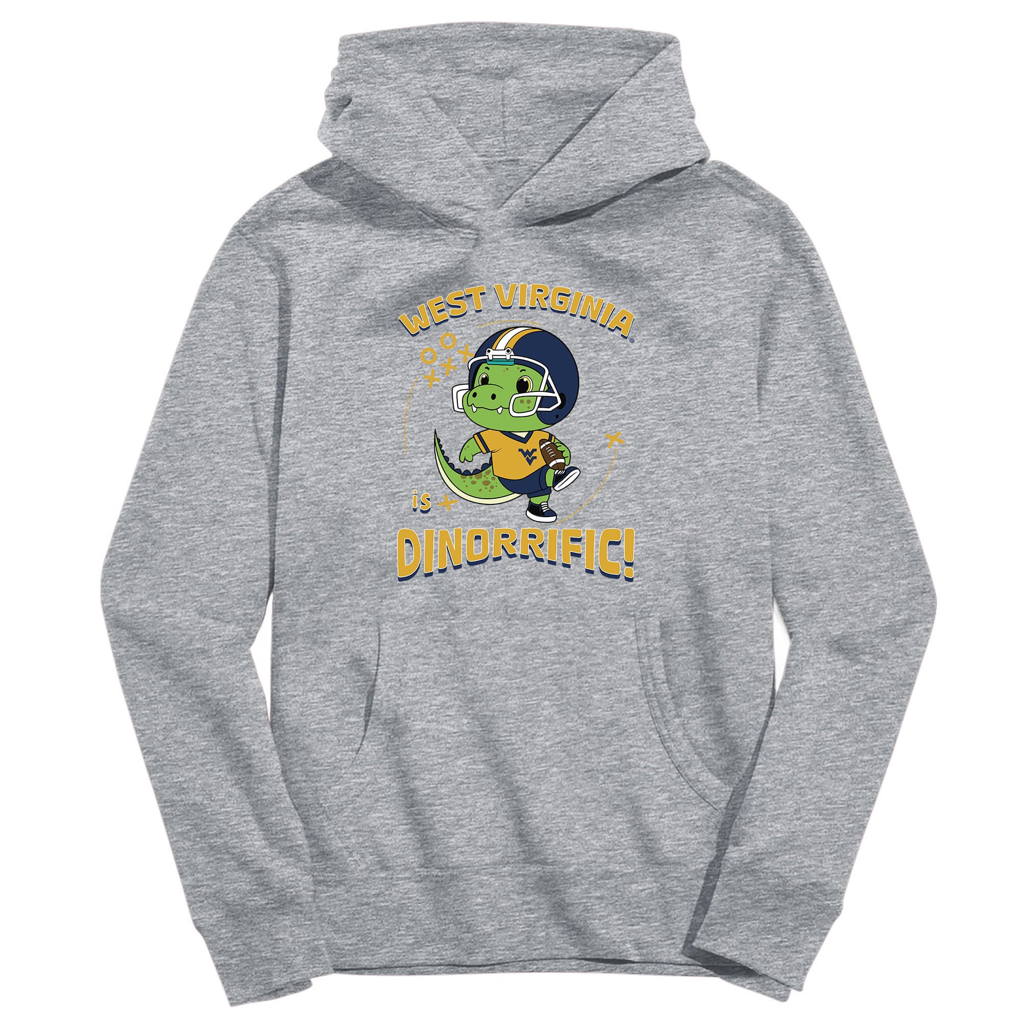 Youth Vive La Fete Gray West Virginia Mountaineers Dino-Rrific Pullover Hoodie
