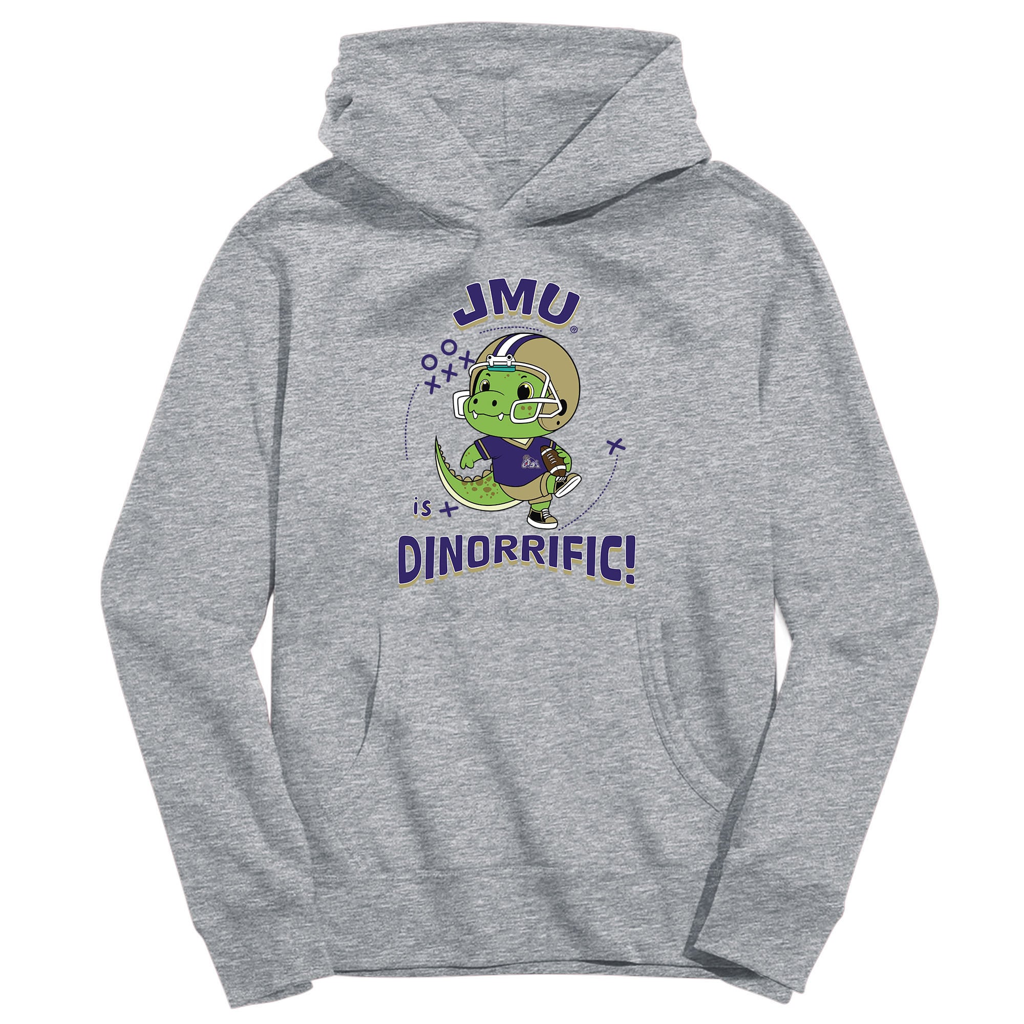 Youth Vive La Fete Gray James Madison Dukes Dino-Rrific Pullover Hoodie