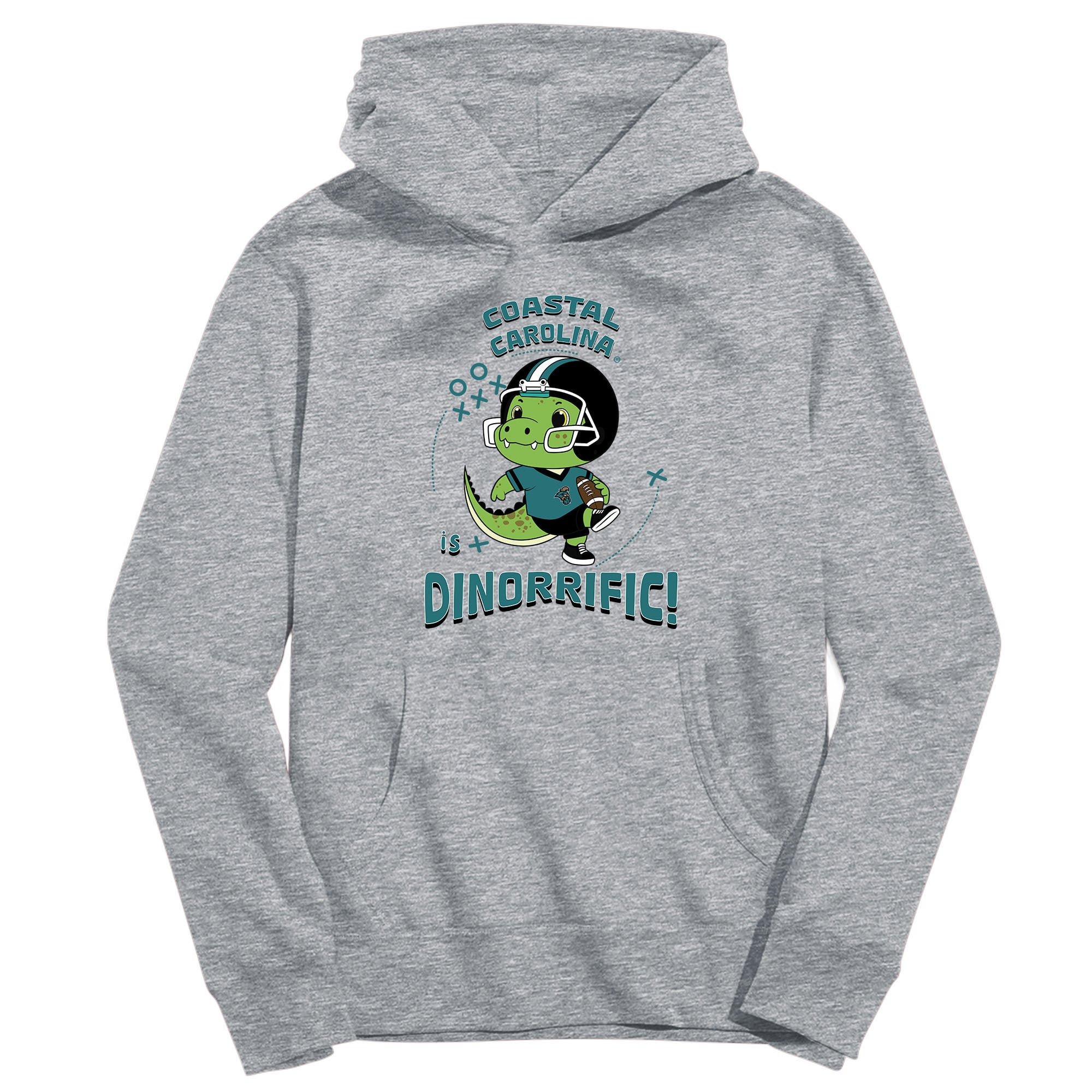 Youth Vive La Fete Gray Coastal Carolina Chanticleers Dino-Rrific Pullover Hoodie