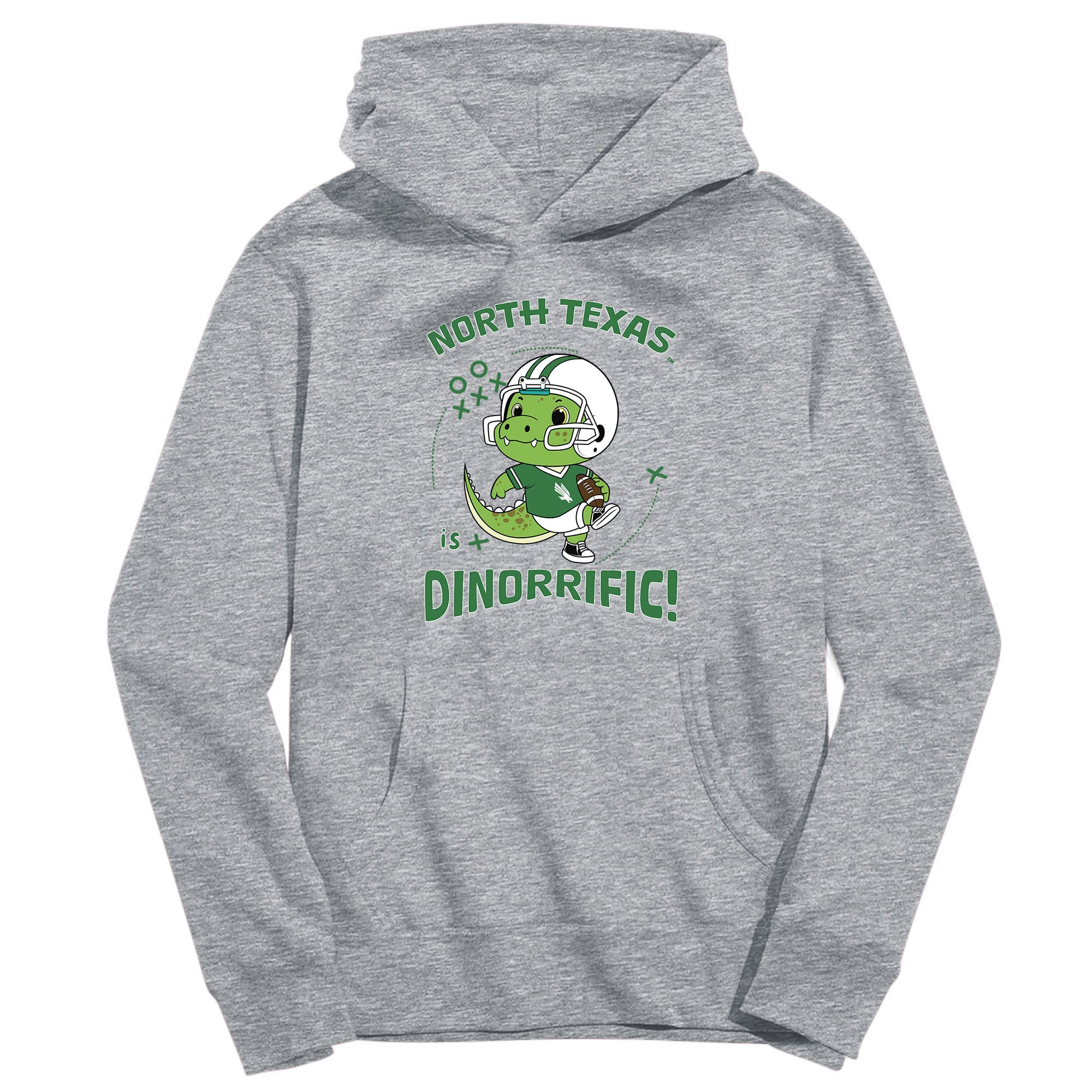 Youth Vive La Fete Gray North Texas Mean Green Dino-Rrific Pullover Hoodie