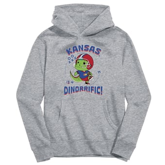 Toddler Vive La Fete Gray Kansas Jayhawks Dino-Rrific Pullover Hoodie