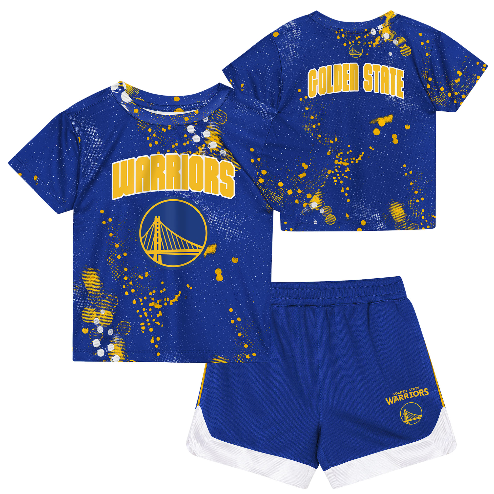 Preschool Outerstuff Royal Golden State Warriors Home Plate T-Shirt & Shorts Set
