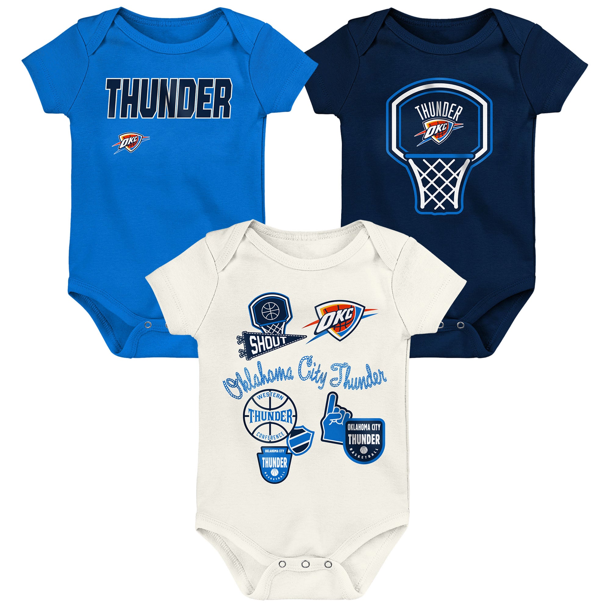 Newborn Outerstuff Oklahoma City Thunder Three-Pack Littlest Player Bodysuit Set