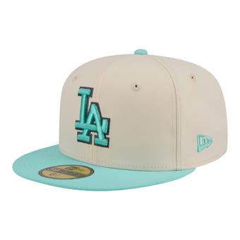 Men's New Era Light Beige/Turquoise Los Angeles Dodgers Two-Tone Color Pack 59FIFTY Fitted Hat