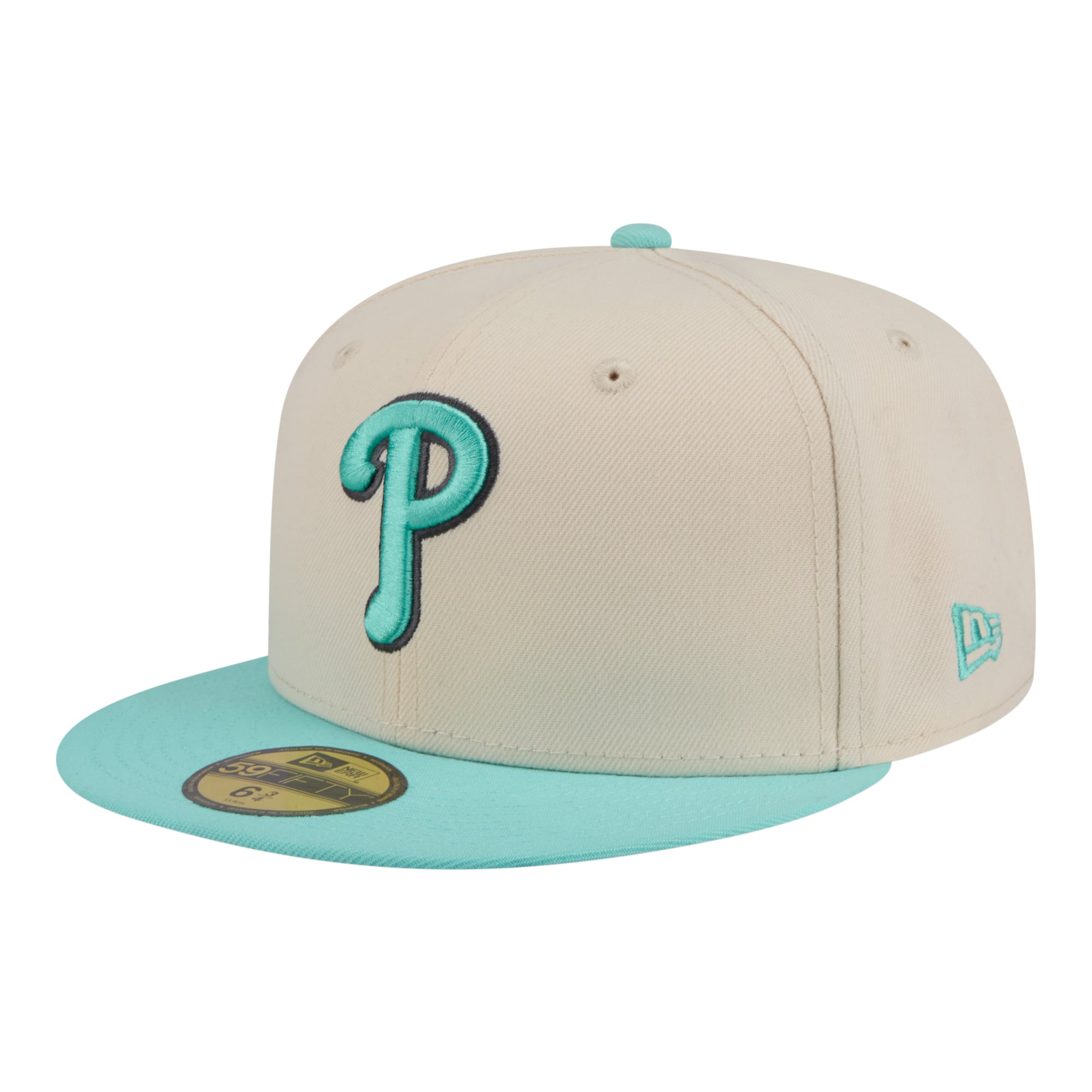 Men's New Era Light Beige/Turquoise Philadelphia Phillies Two-Tone Color Pack 59FIFTY Fitted Hat
