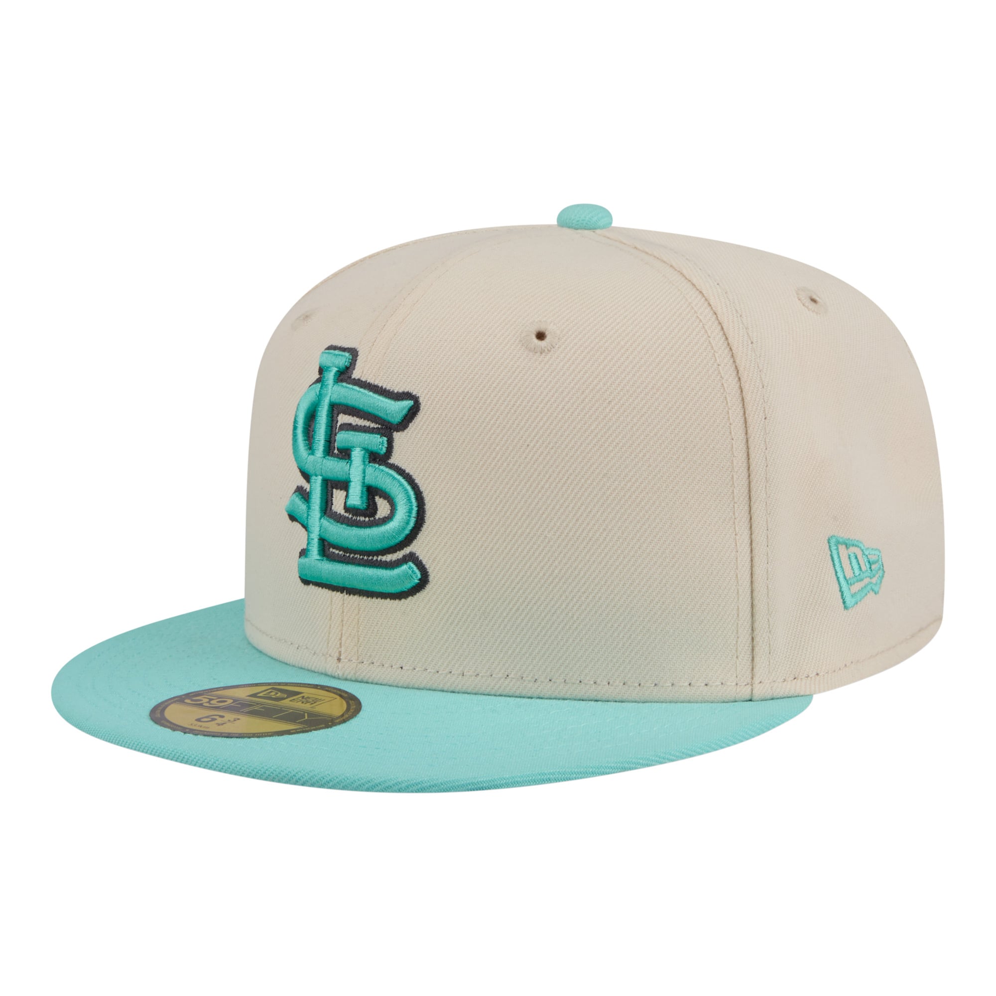 Men's New Era Light Beige/Turquoise St. Louis Cardinals Two-Tone Color Pack 59FIFTY Fitted Hat