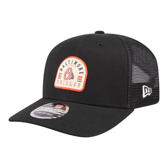 Men's New Era Black Baltimore Orioles Alternate Logo Contest 9SEVENTY Adjustable Trucker Hat