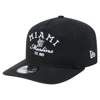 Men's New Era Black Miami Marlins Stacked 19TWENTY Adjustable Hat
