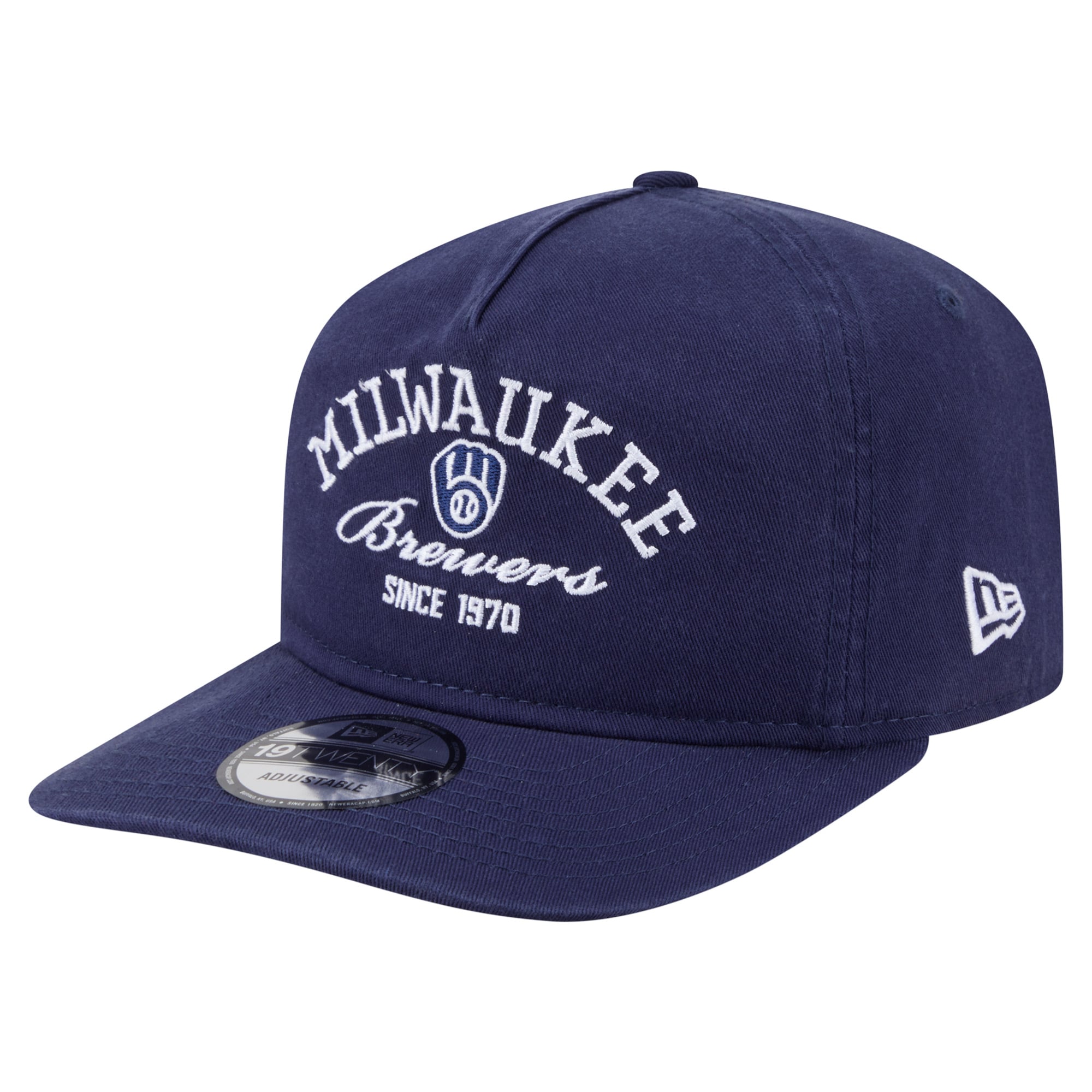 Men's New Era Navy Milwaukee Brewers Stacked 19TWENTY Adjustable Hat