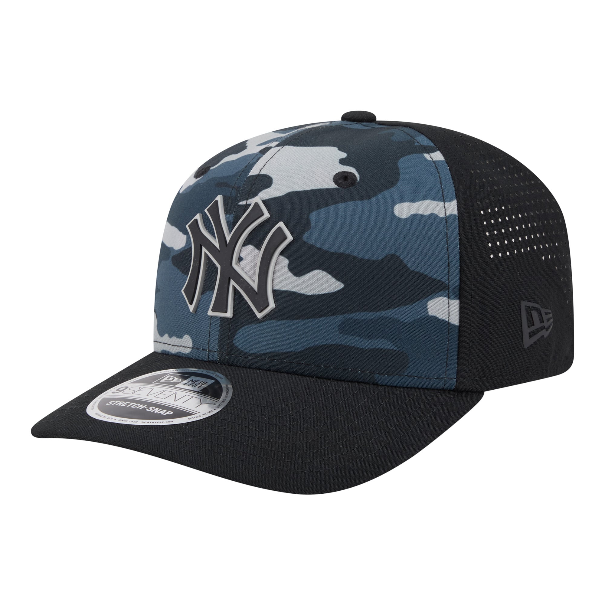 Men's New Era Black New York Yankees Tonal Camo 9SEVENTY Stretch-Snap Hat