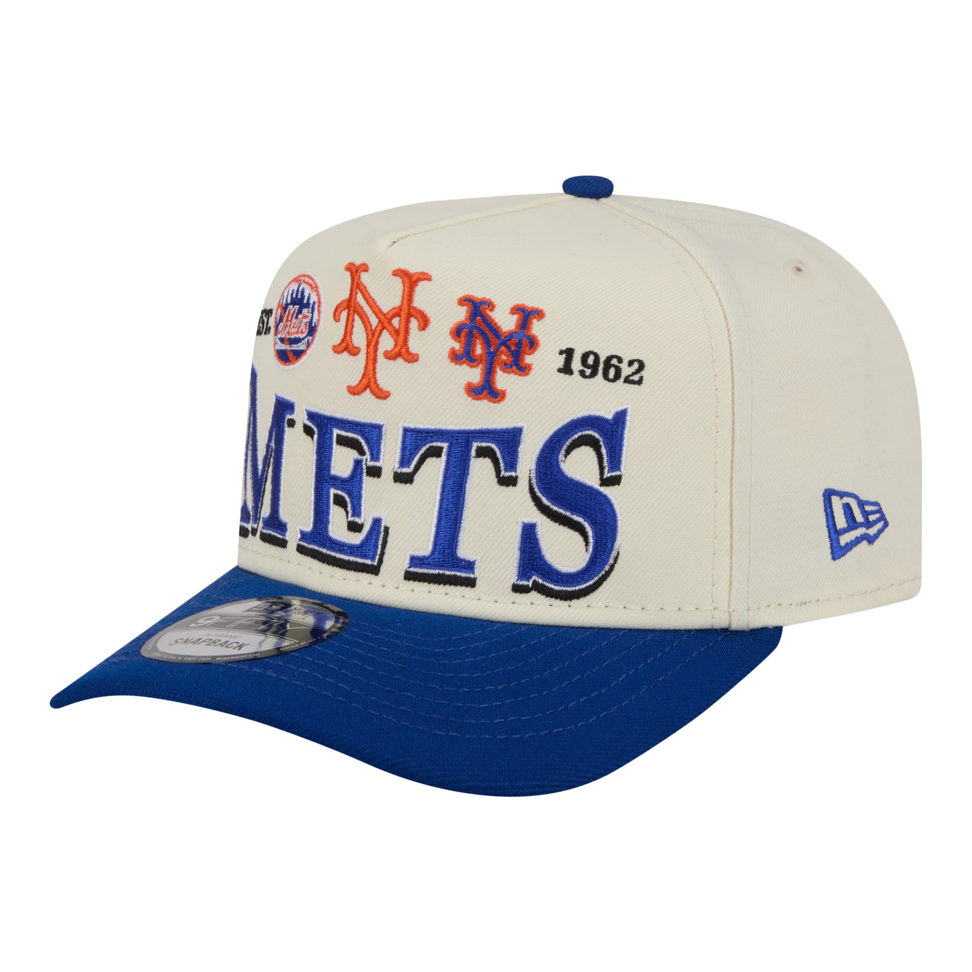 Men's New Era Cream New York Mets Throwback Tri-Hit A-Frame 9FIFTY Adjustable Hat