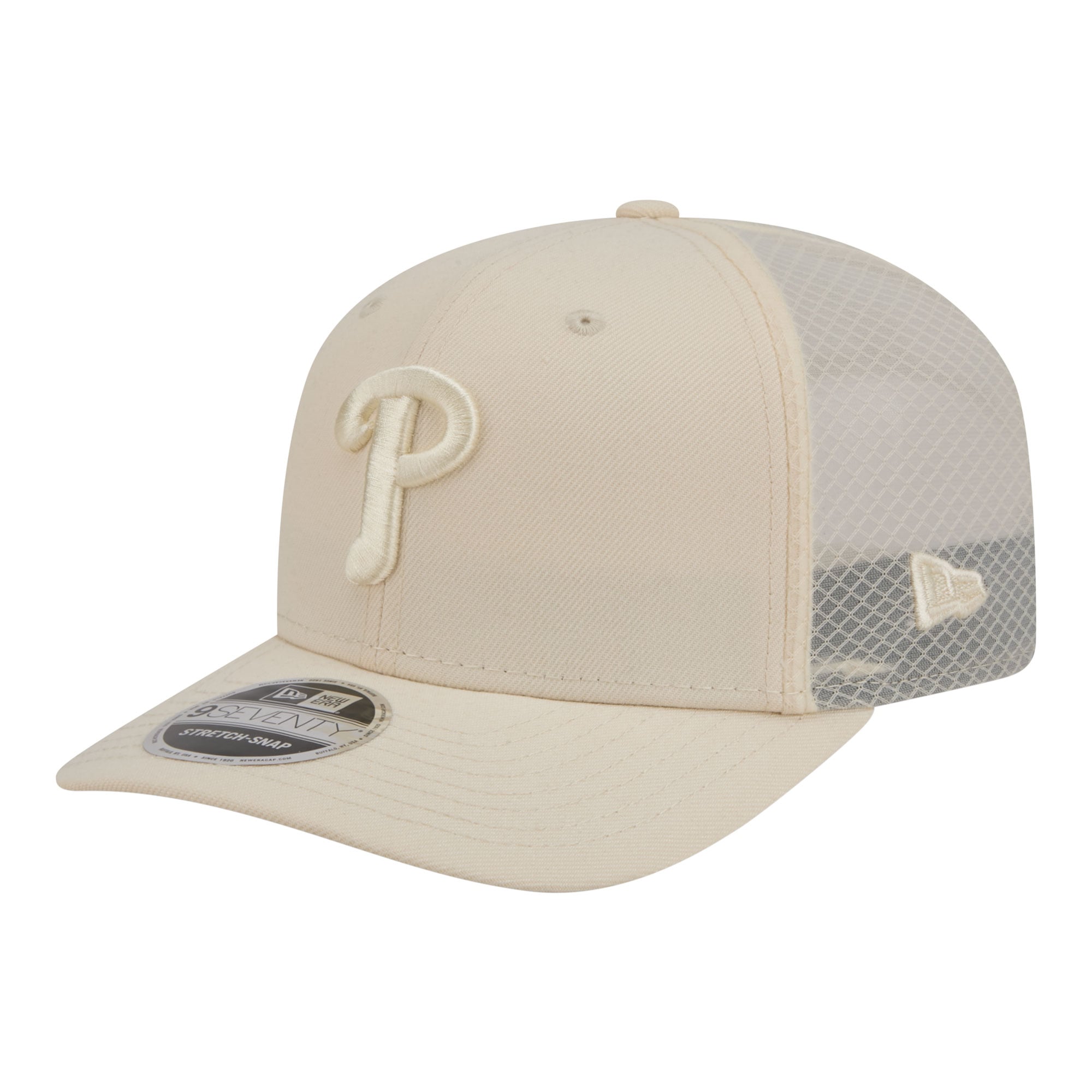 Men's New Era Light Beige Philadelphia Phillies Color Pack COOLERA 9SEVENTY Trucker Adjustable Hat