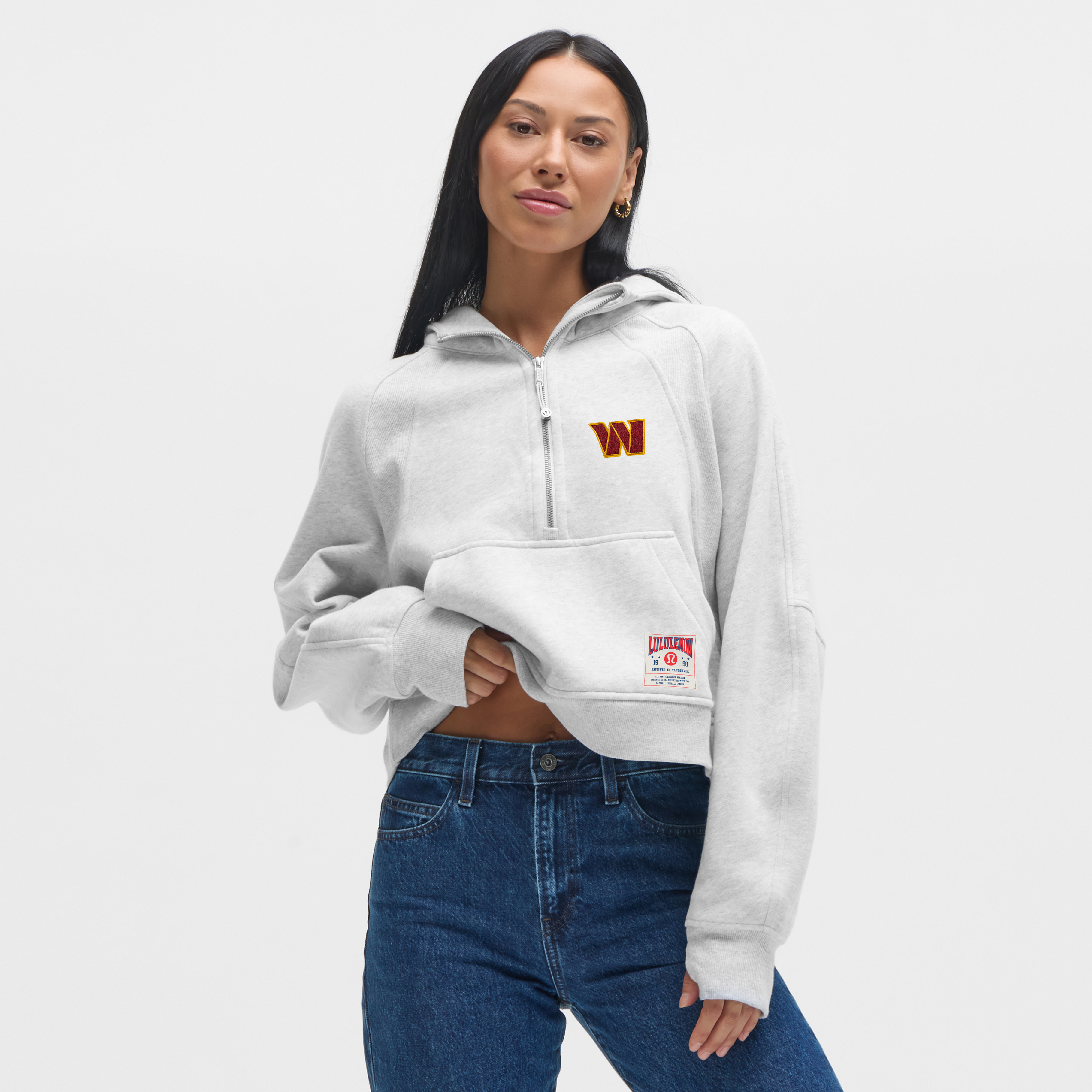 Women's lululemon Heathered Core Ultra Light Grey Washington Commanders Scuba Oversized Half-Zip Hoodie