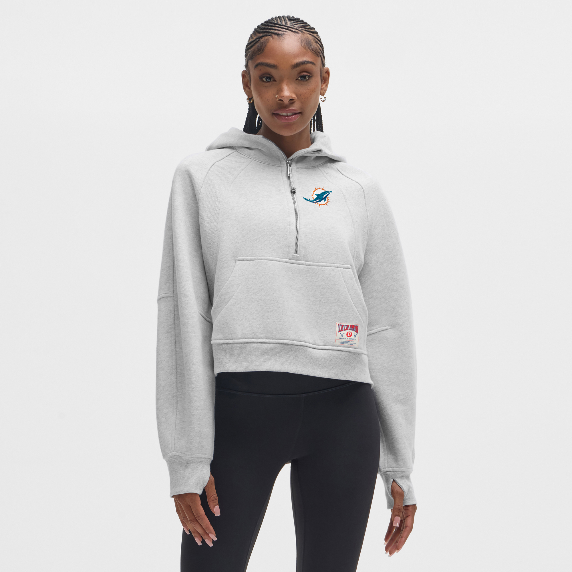 Women's lululemon Heathered Core Ultra Light Grey Miami Dolphins Scuba Oversized Half-Zip Hoodie