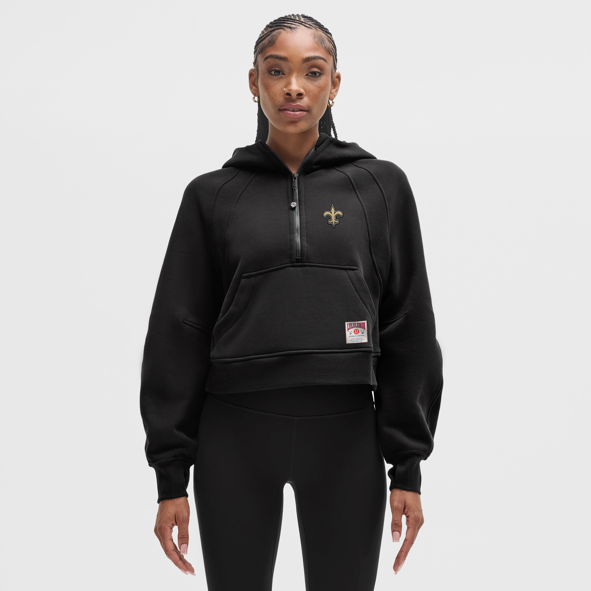 Women's lululemon Black New Orleans Saints Scuba Oversized Half-Zip Hoodie