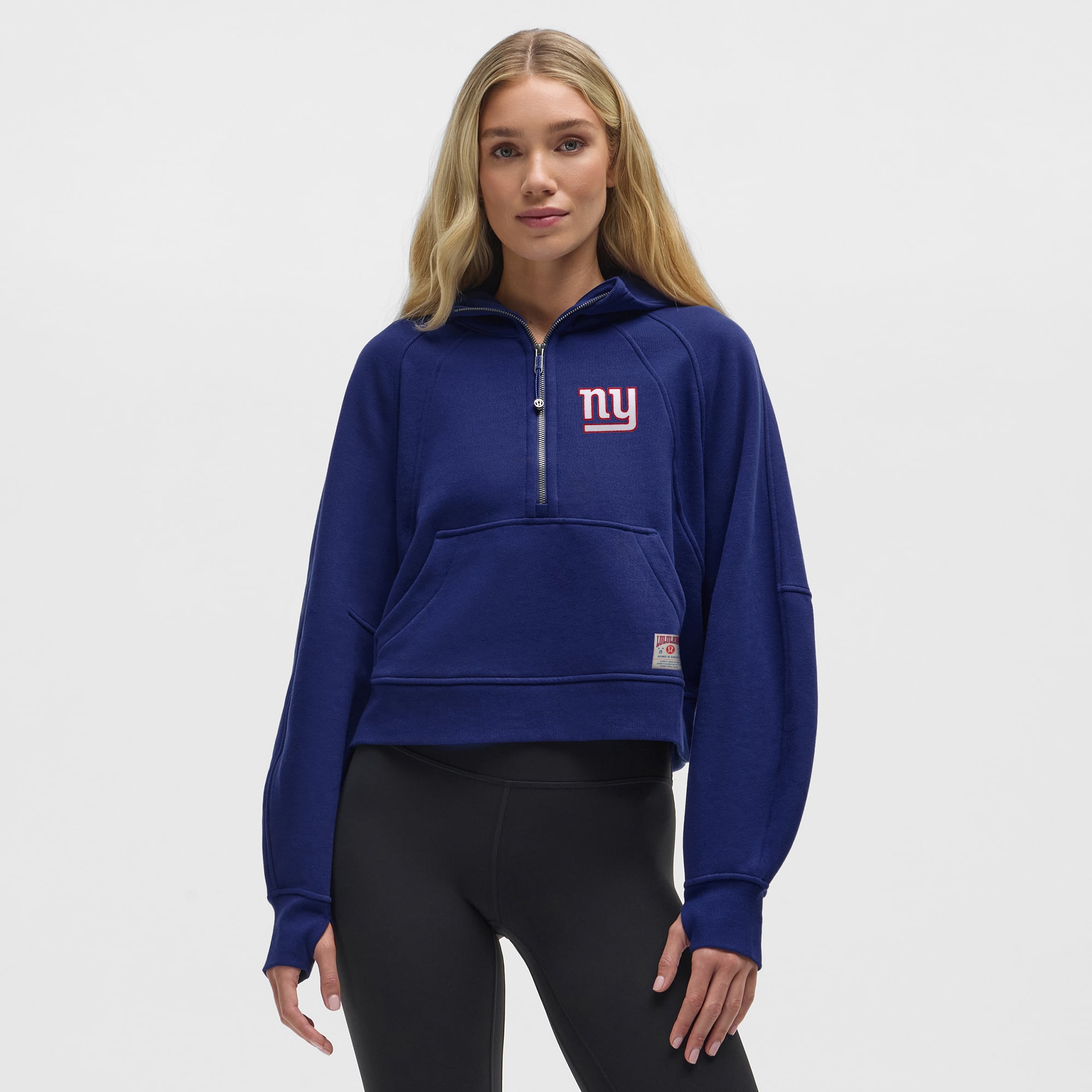 Damen-Kapuzenpullover „Larkspur New York Giants“ aus Scuba mit übergroßem Halbreißverschluss von lululemon