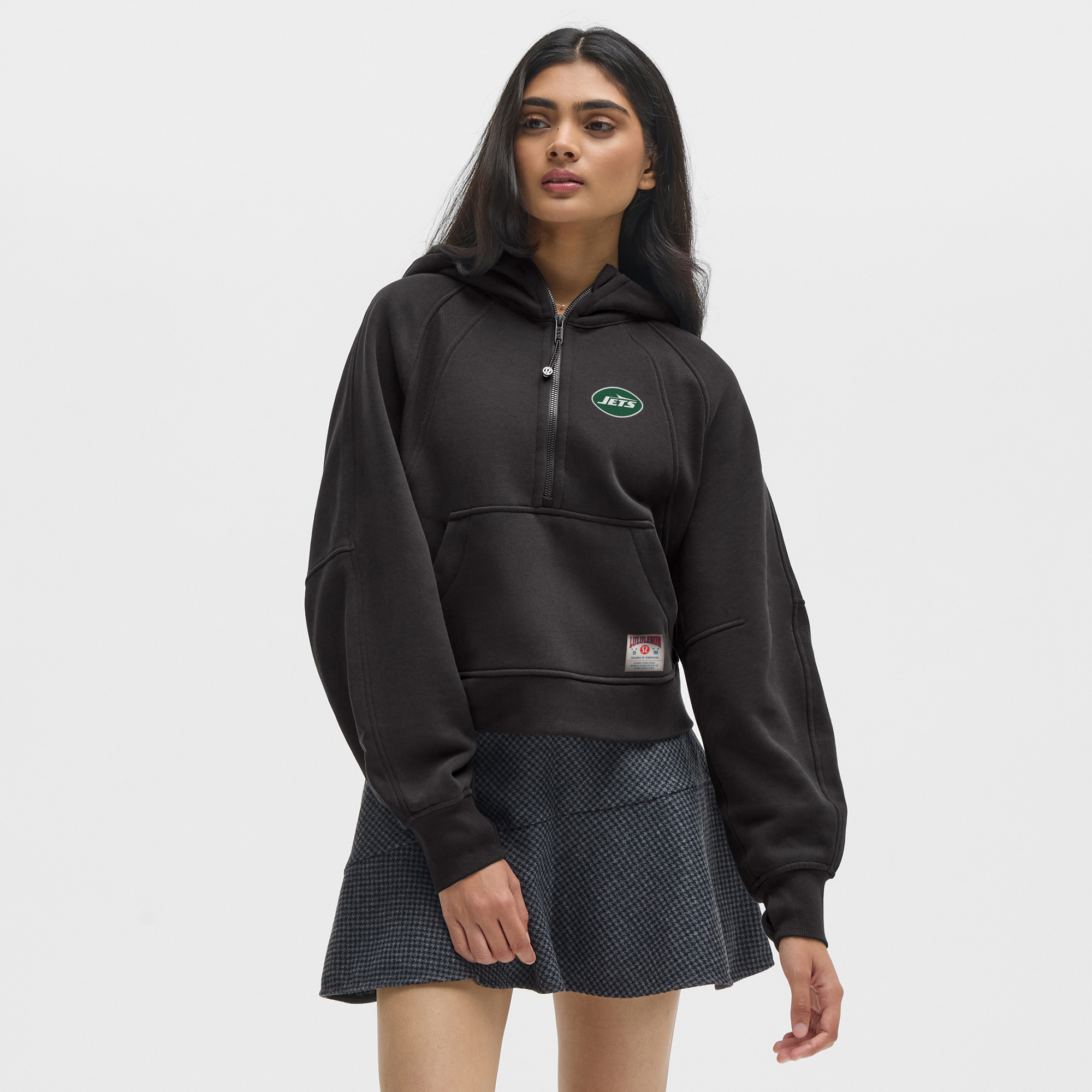 Women's lululemon Black New York Jets Scuba Oversized Half-Zip Hoodie